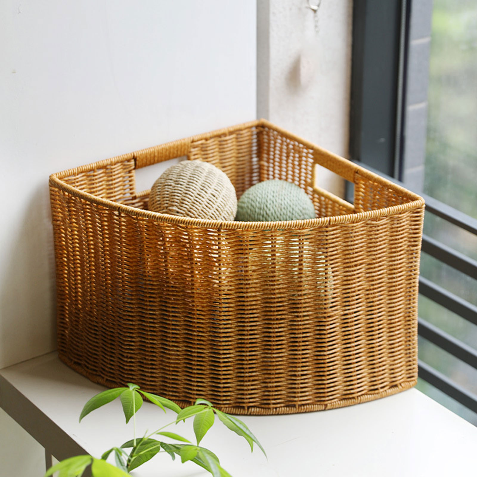 Woven Basket Set - 코너 수납 바구니 직조형 정리함 컴팩트