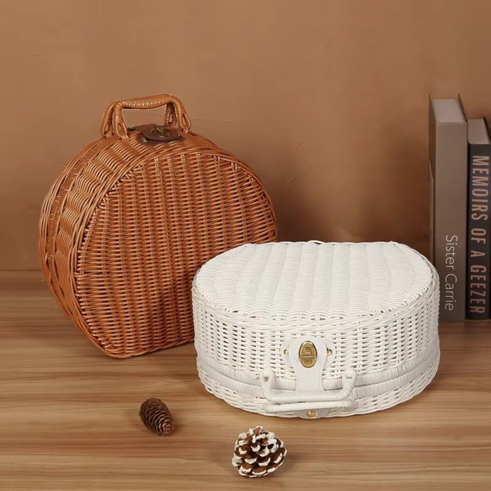 Woven Basket Set - 창의적인 원형 수납 바구니, 휴대용 선물