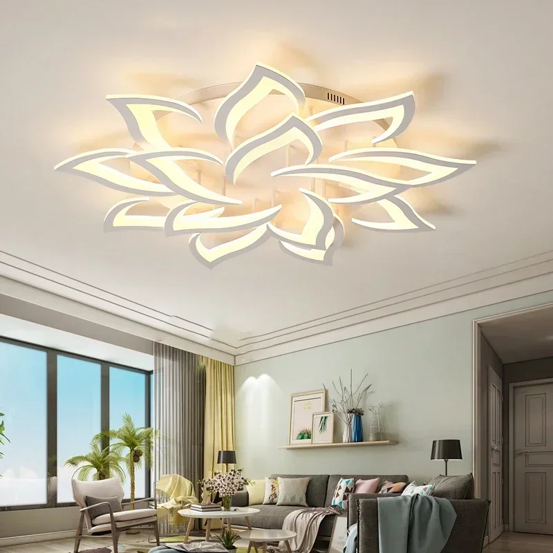 Interior Design Luxury Living Room - 디자이너 LED 꽃잎 샹들리에, 거실 침실