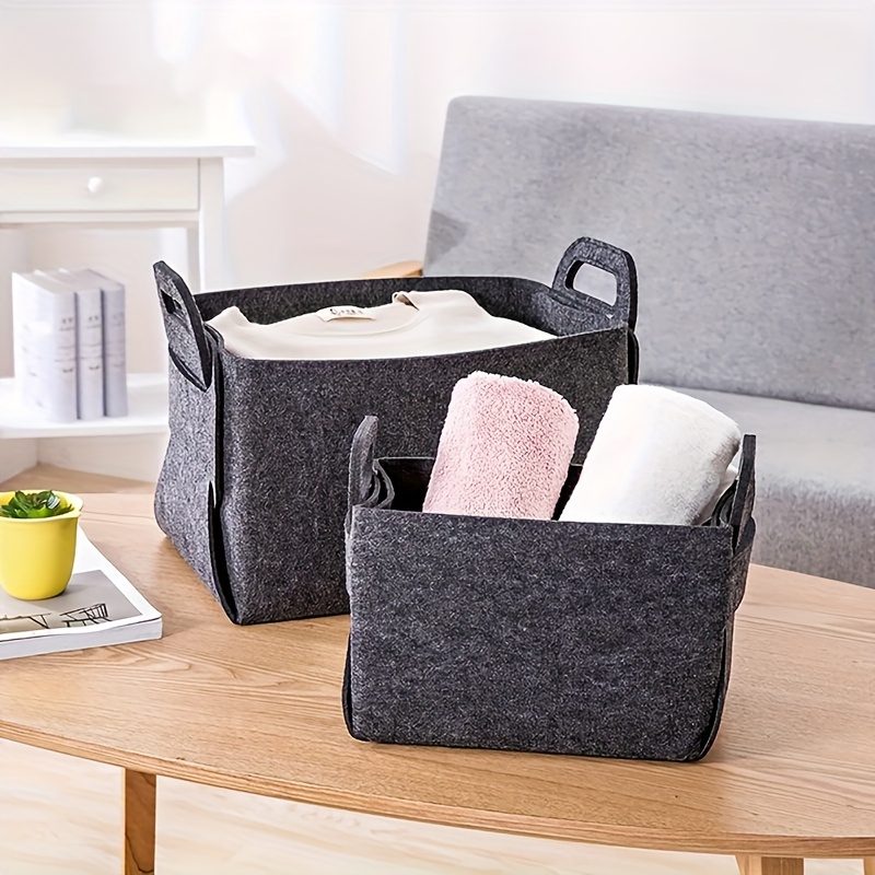 Woven Basket Set - 손잡이가 있는 3PCS 펠트 수납함, 다양한