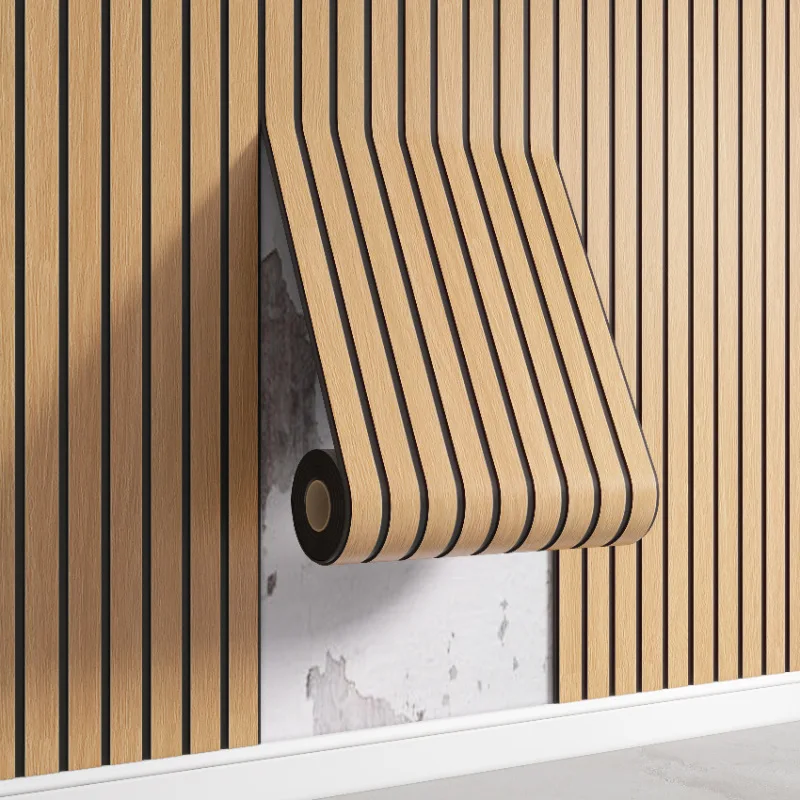 Wall Panel 3D Texture - 1롤 3D 나무 슬랫 벽 패널
