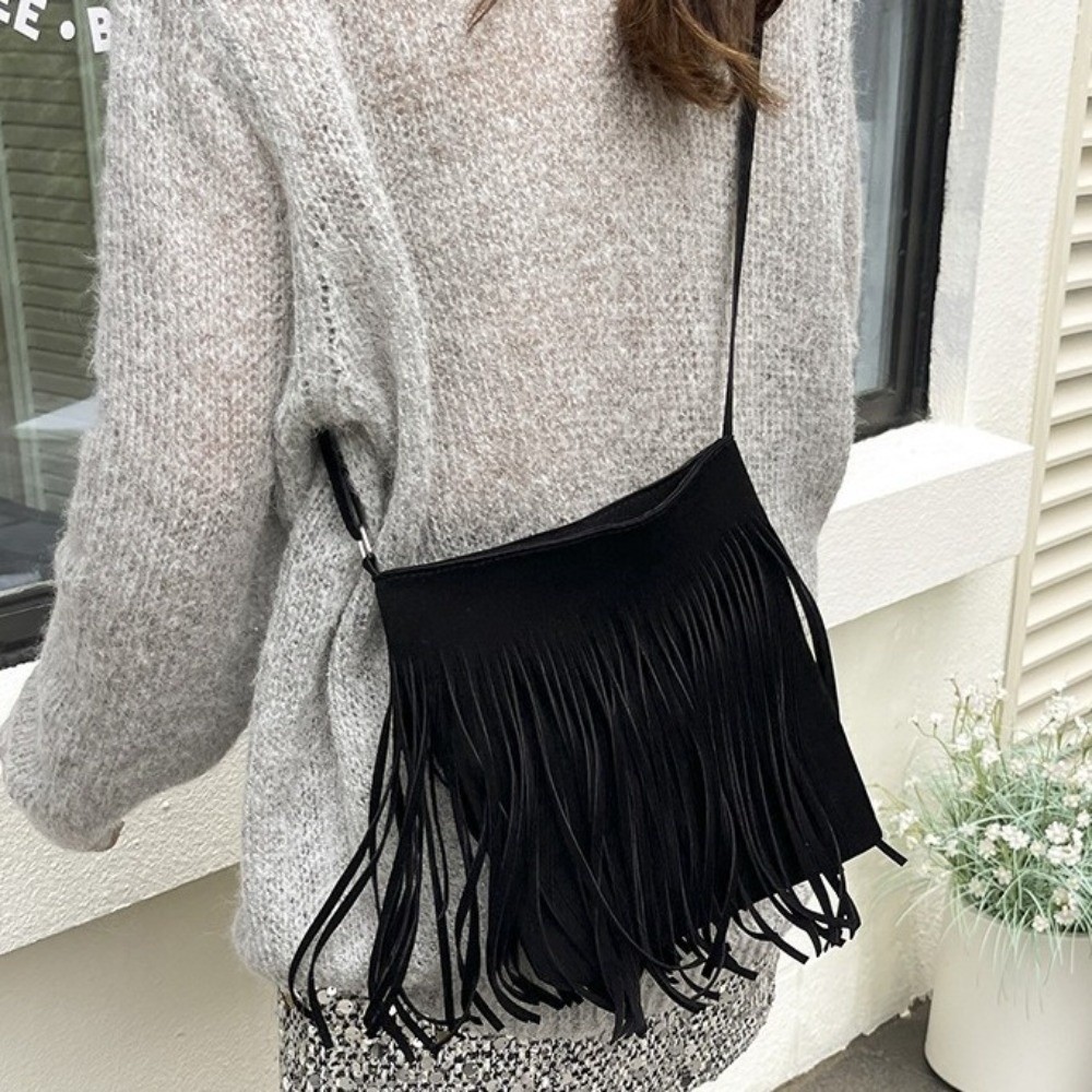 Interior Design Vintage Style - 레트로 태슬 새들백 대용량 빈티지 스타일