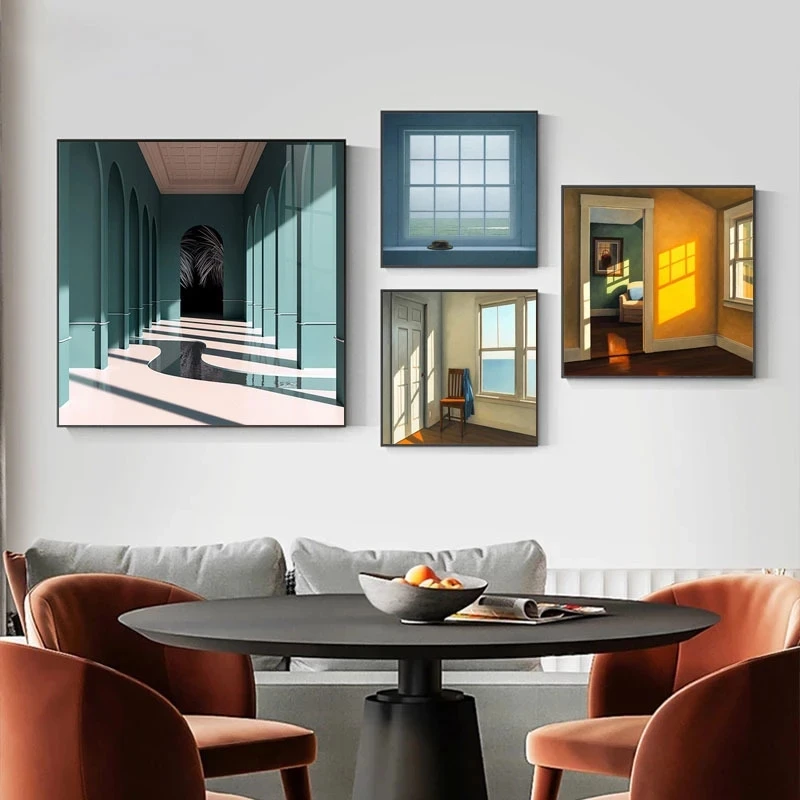 Interior Design Apartment - 북유럽 창 외부 풍경 캔버스 회화