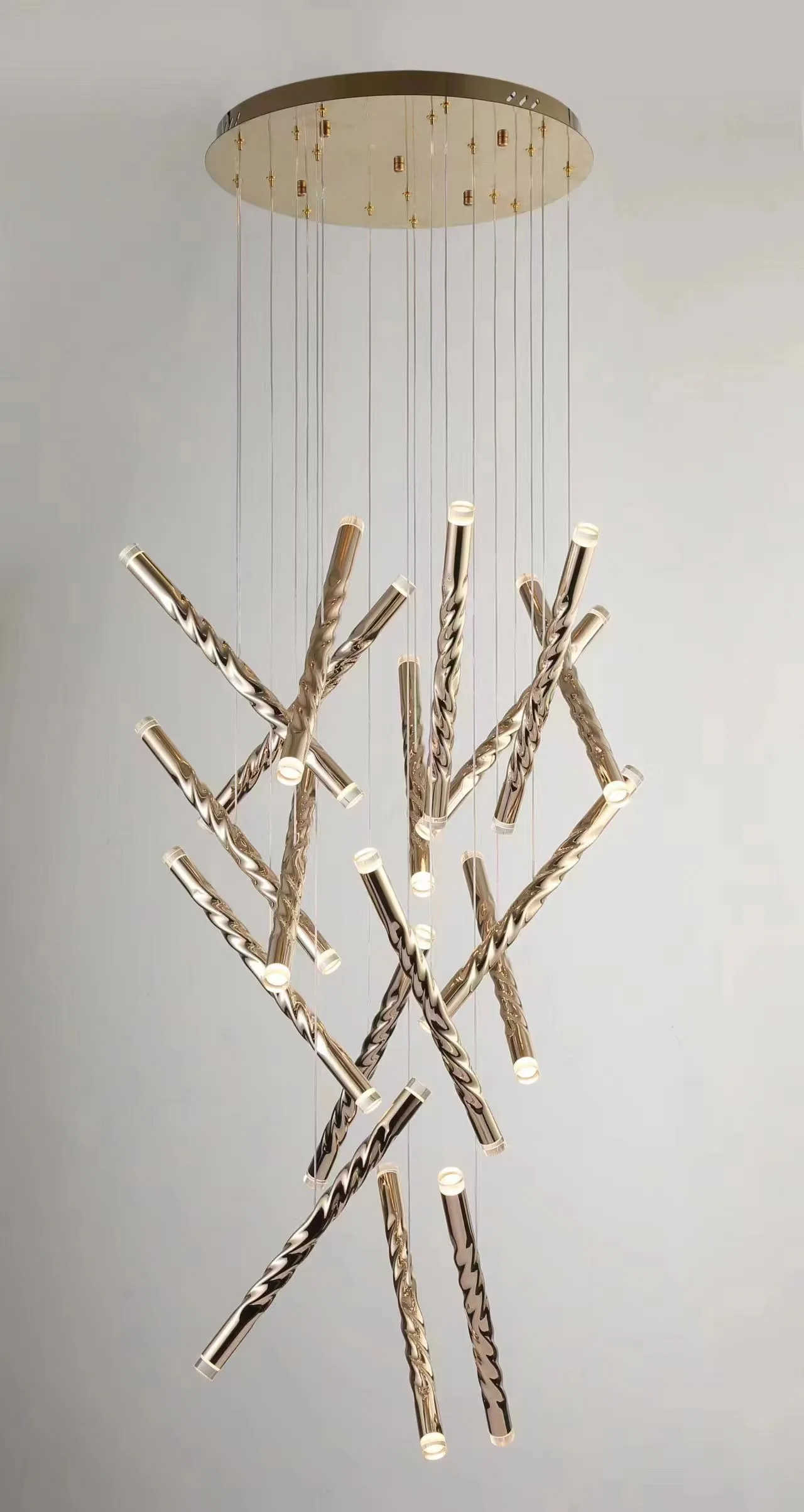Interior Design Youtube - 현대적인 LED 창의적인 금색 원형 튜브