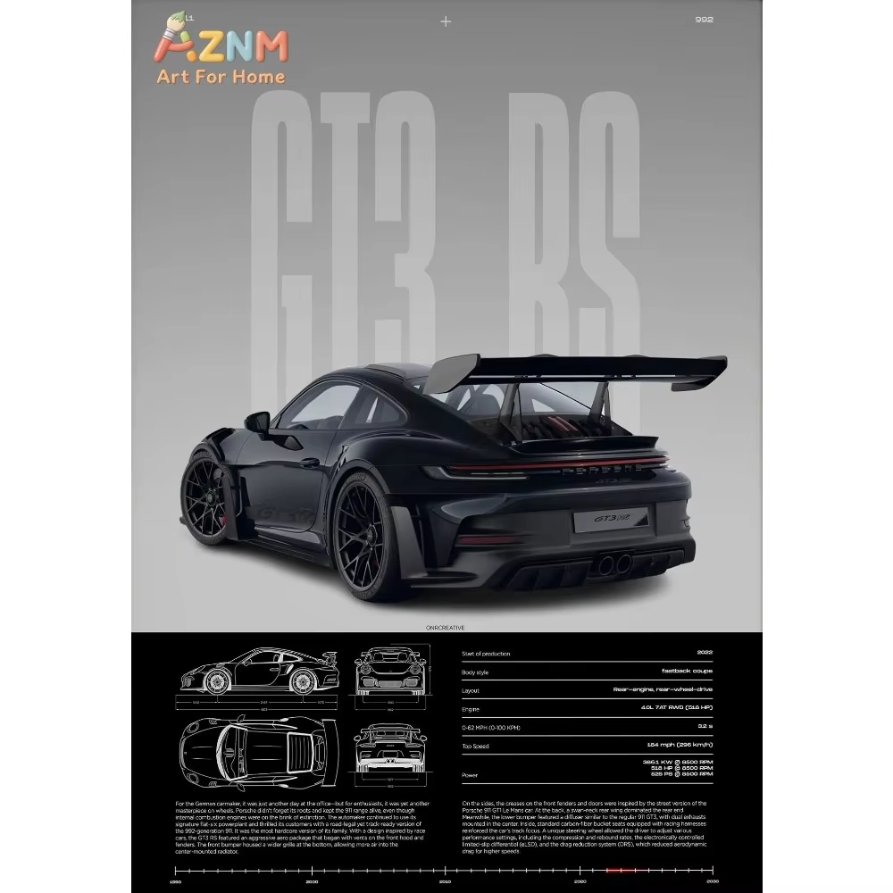 Interior Design Apartment - 1pc 미니멀리스트 911 GT3-RS 718 GT4