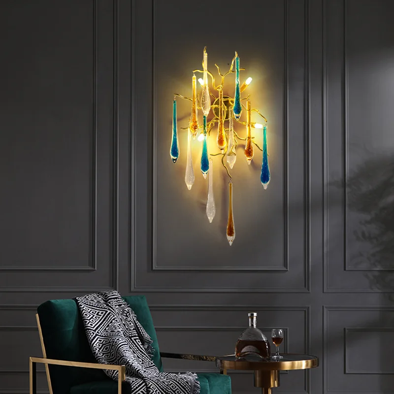 Interior Design Luxury Living Room - 북유럽 럭셔리 다채로운 크리스탈 천장 조명