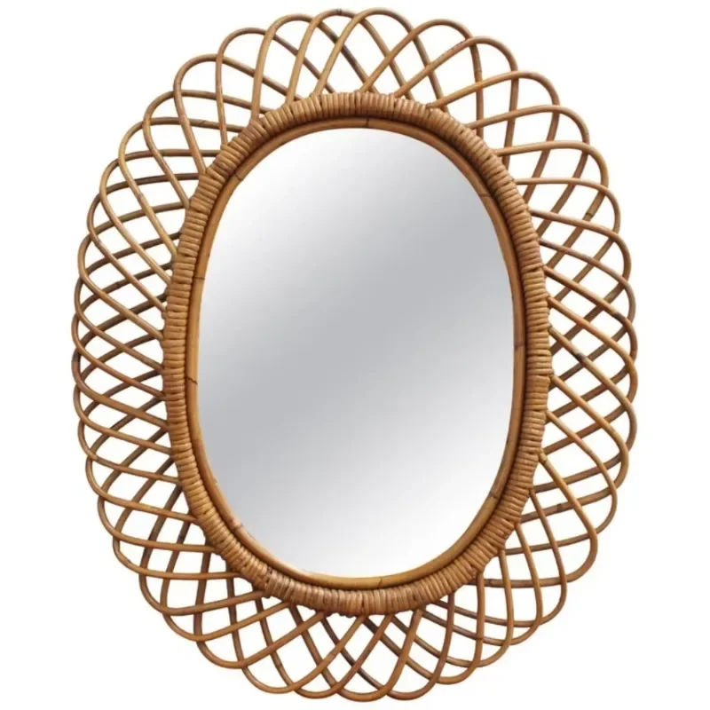 Rattan Mirror Round - 현대적인 원형 라탄 벽거울