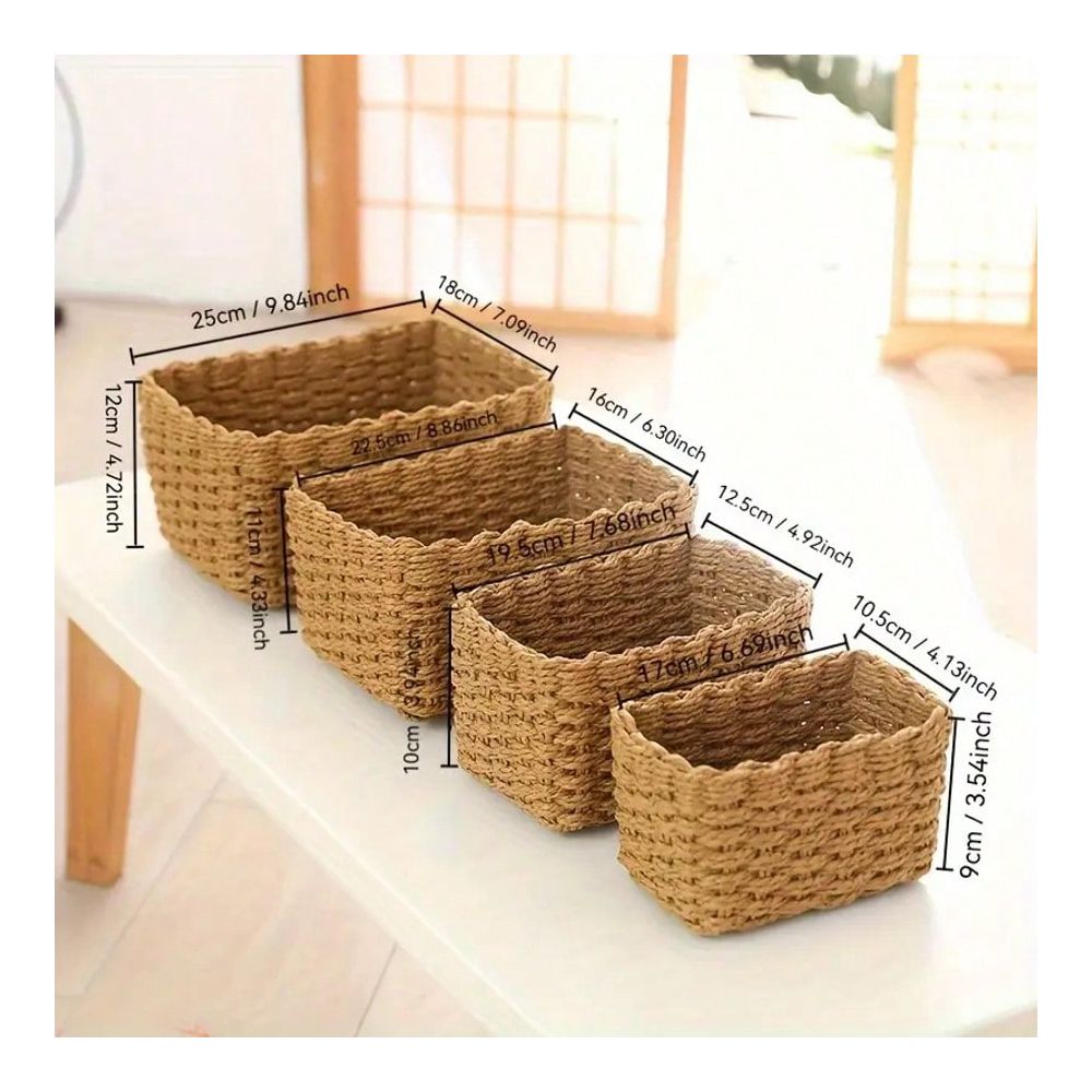 4피스 직조 수납 바구니 세트, 종이 끈 직조 바구니, - Woven Basket Set 리뷰 및 가격