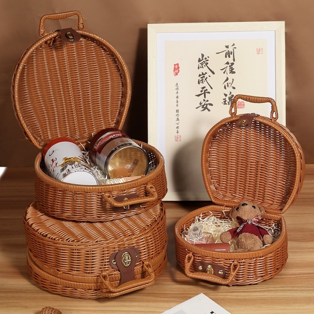 창의적인 원형 수납 바구니, 휴대용 선물 포장 상자,  - Woven Basket Set 리뷰 및 가격
