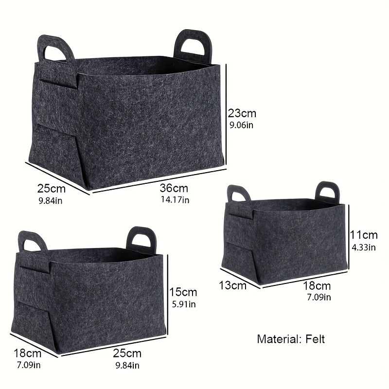 손잡이가 있는 3PCS 펠트 수납함, 다양한 크기 세트 - Woven Basket Set 리뷰 및 가격