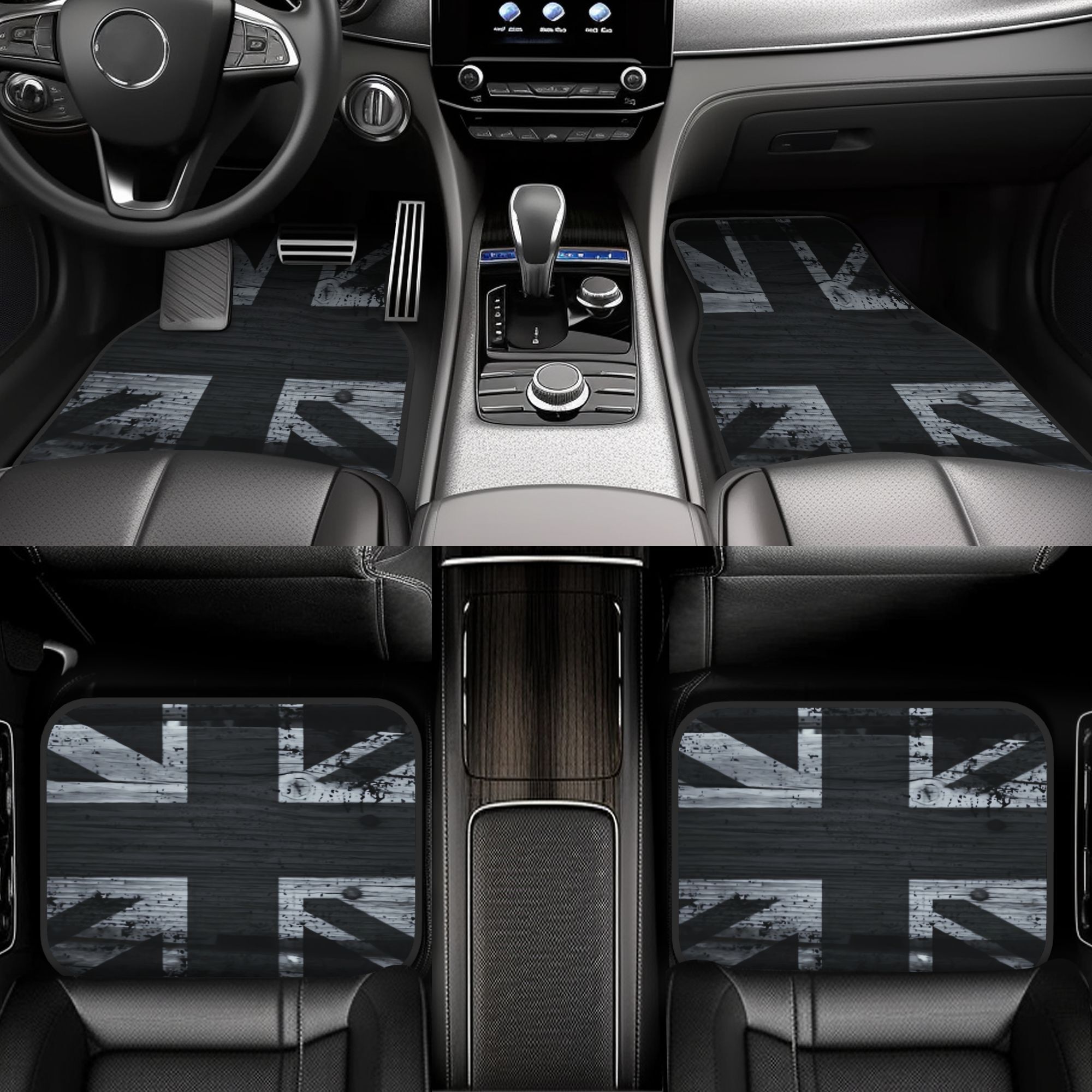 4개 블랙 앤 화이트 영국 국기 자동차 바닥 매트, 내 - Interior Design Uk 리뷰 및 가격