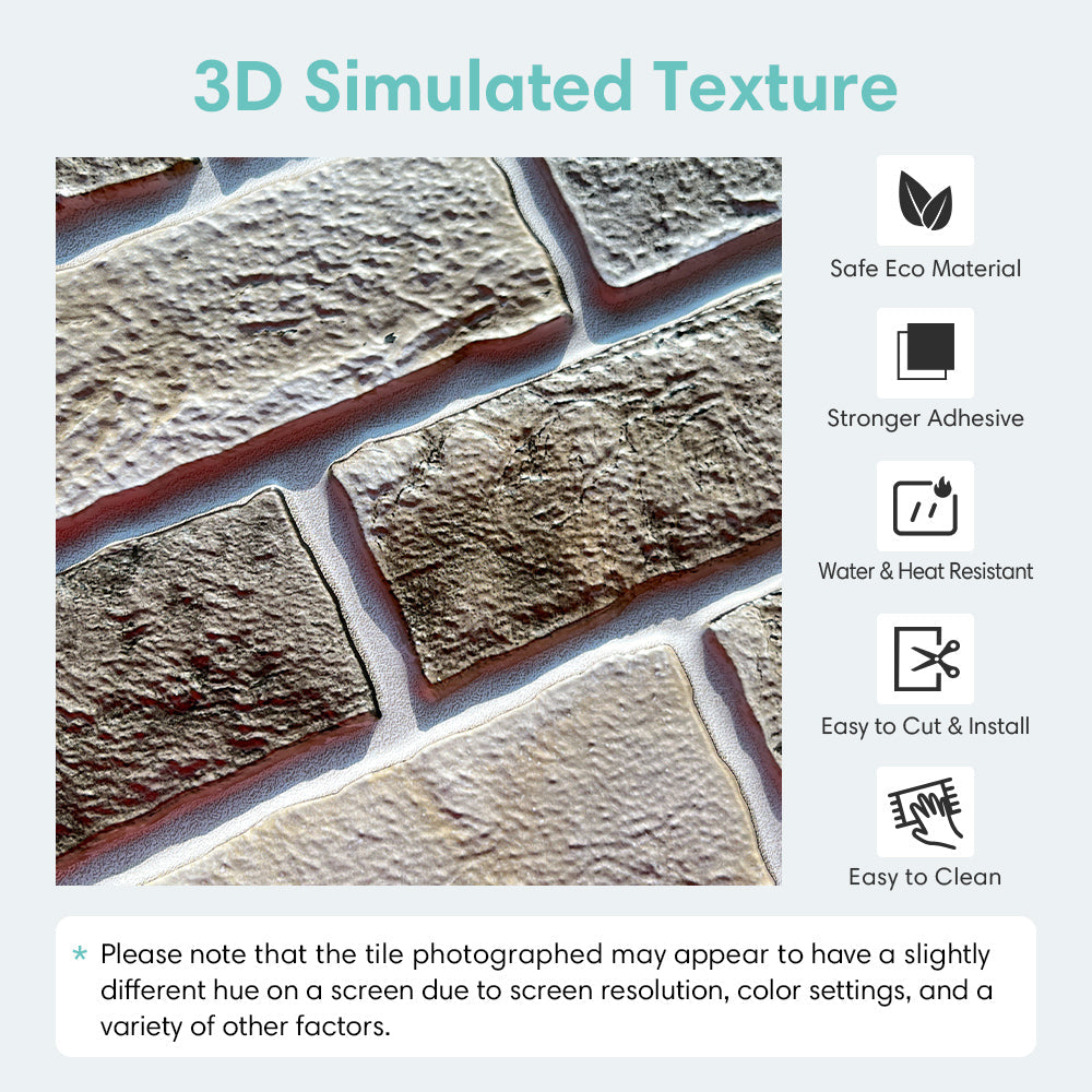 10pcs 3D 가짜 벽돌 껍질과 스틱 Backspla - Wall Panel 3D Texture 리뷰 및 가격