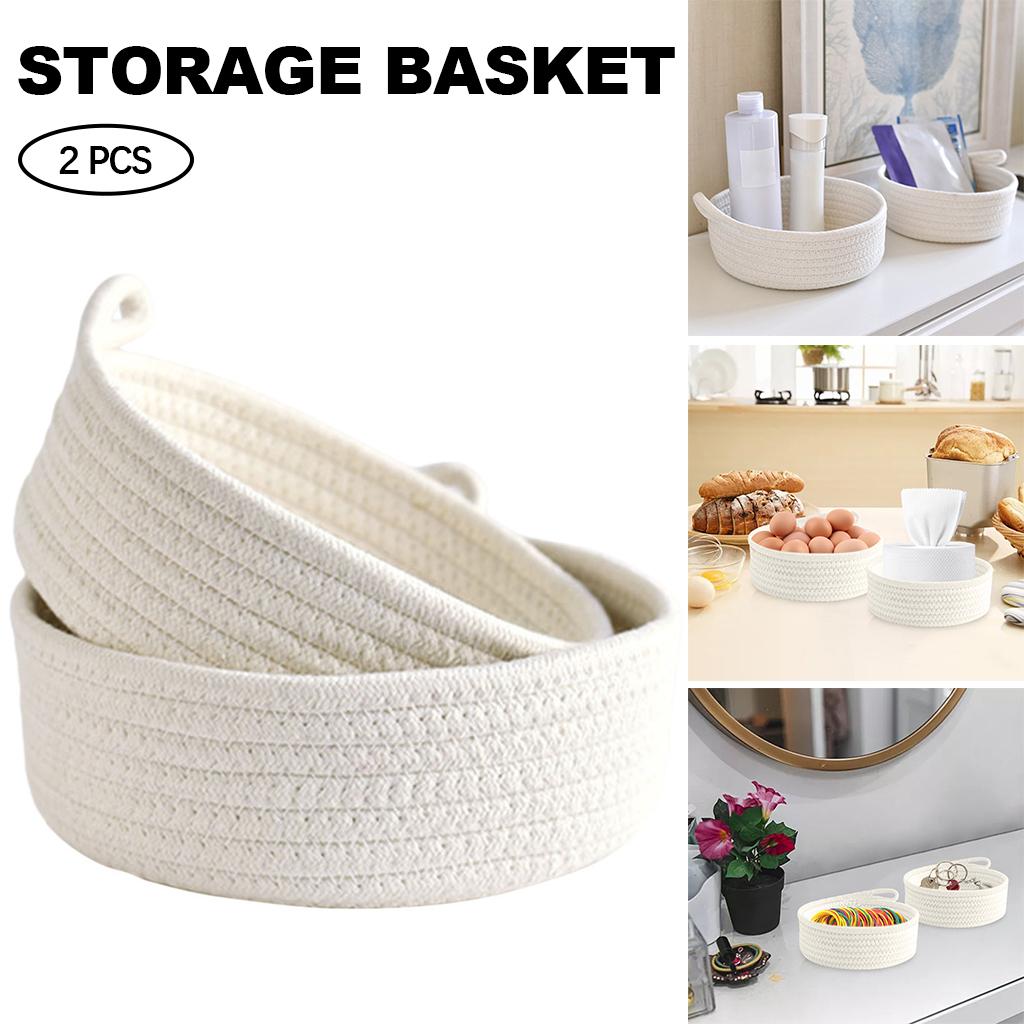 작은 면로프로 짠 바구니 세트, 가정용 주방 선반, 열 - Woven Basket Set 리뷰 및 가격
