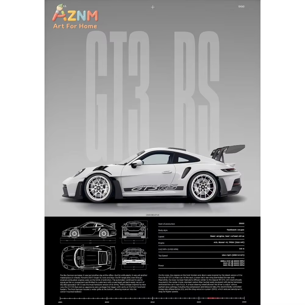 1pc 미니멀리스트 911 GT3-RS 718 GT4  - Interior Design Apartment 리뷰 및 가격