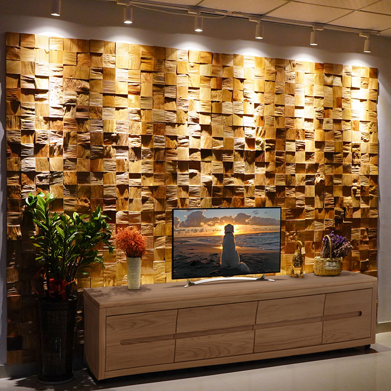 접착식 벽지, 벽 칸막이용 재생 티크 목재 모자이크 패 - Wall Panel 3D Texture 리뷰 및 가격