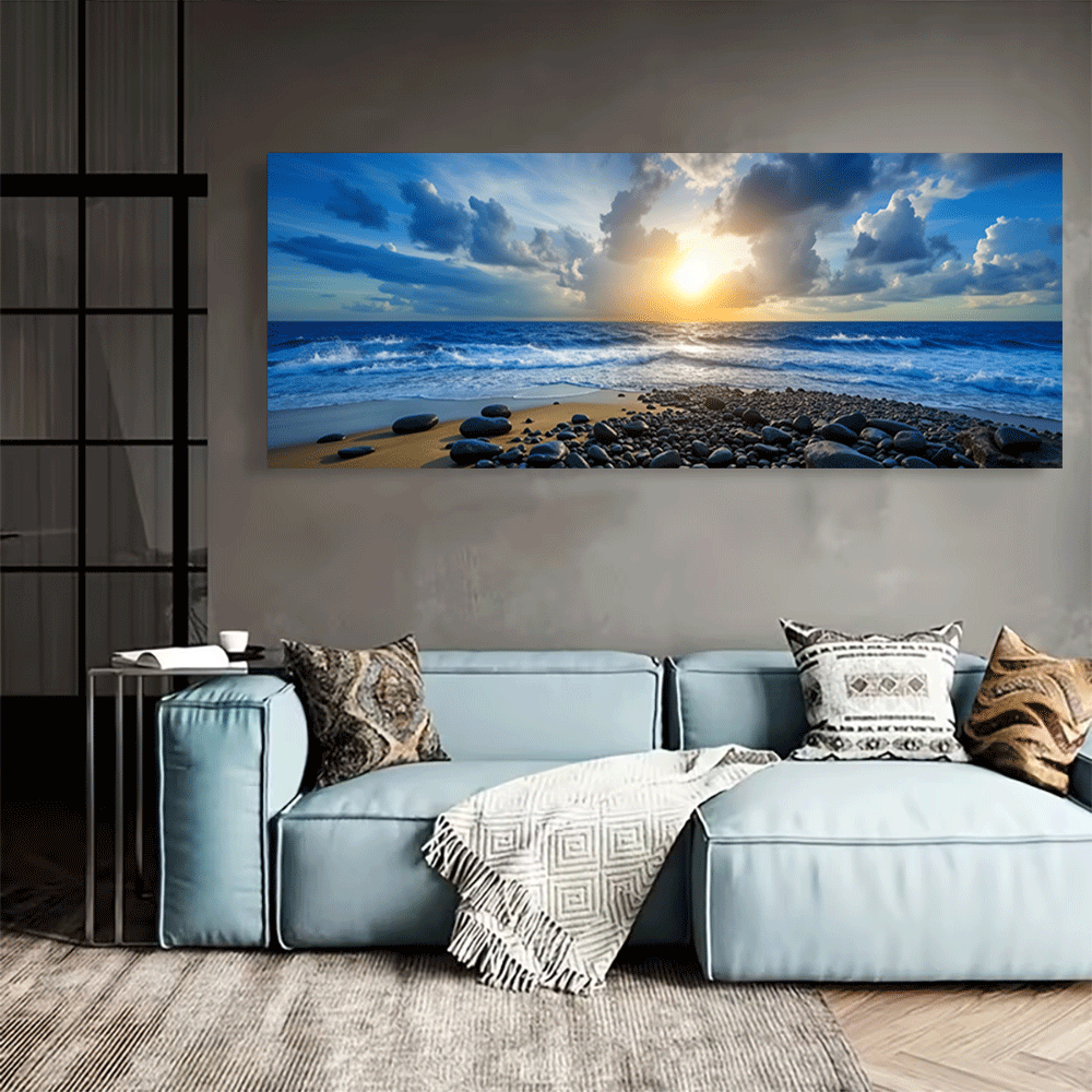 1PC-캔버스 포스터 프레임이 없는 바다 일몰 해변 파 - Interior Design Apartment 리뷰 및 가격