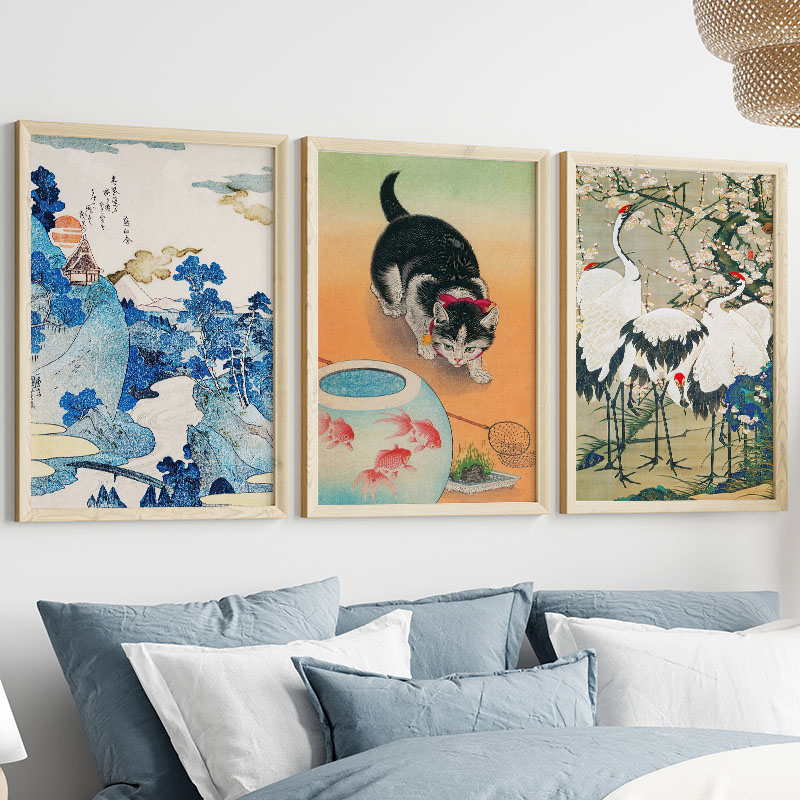 일본 가츠시카 호쿠사이 캔버스 회화 벽 예술 포스터 프 - Interior Design Apartment 리뷰 및 가격