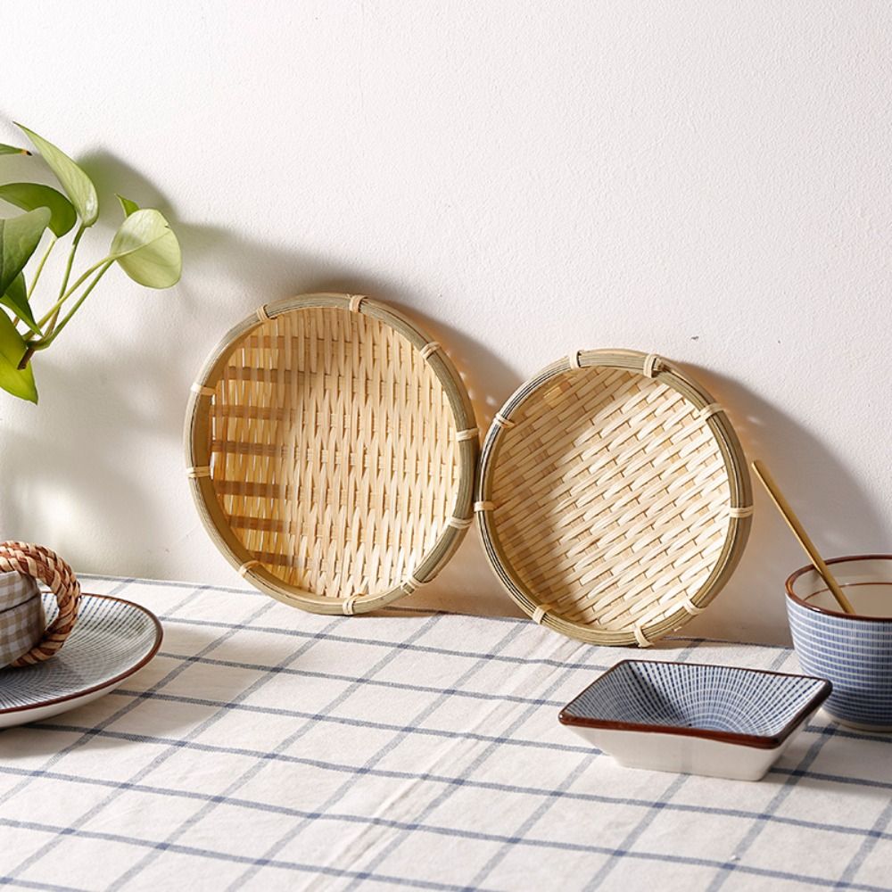 수제 짠 대나무 트레이 대나무 둥근 대나무 짠 바구니  - Woven Basket Set 리뷰 및 가격