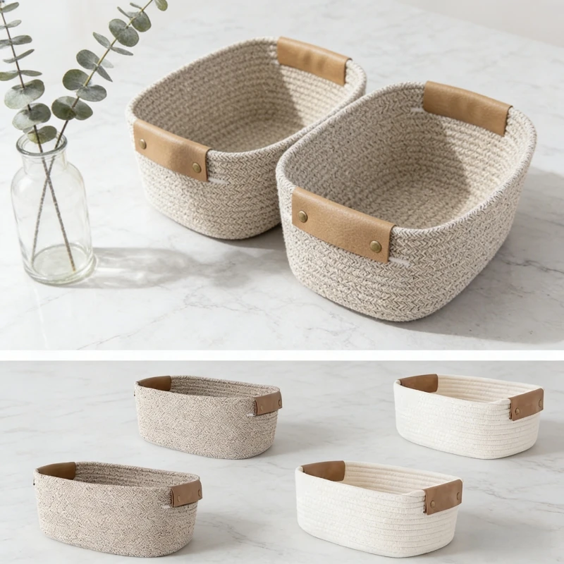 짠 면로프 책상 수납 바구니 접이식 열쇠 보관함 가정용 - Woven Basket Set 리뷰 및 가격